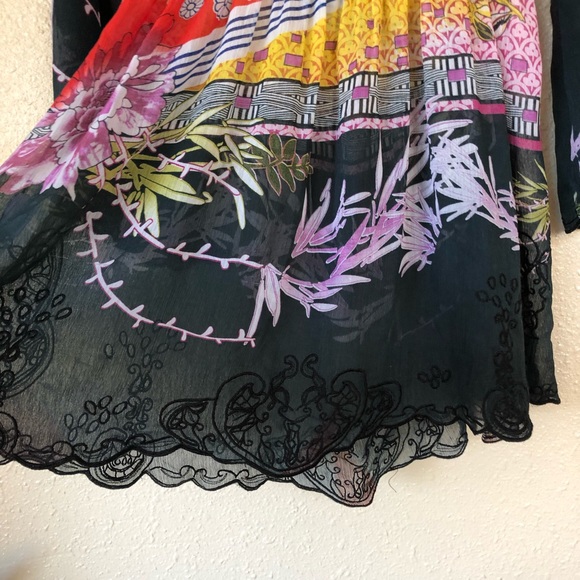 Sheer Print Long Bell Sleeve Cover Up S/M/L - Picture 7 of 8